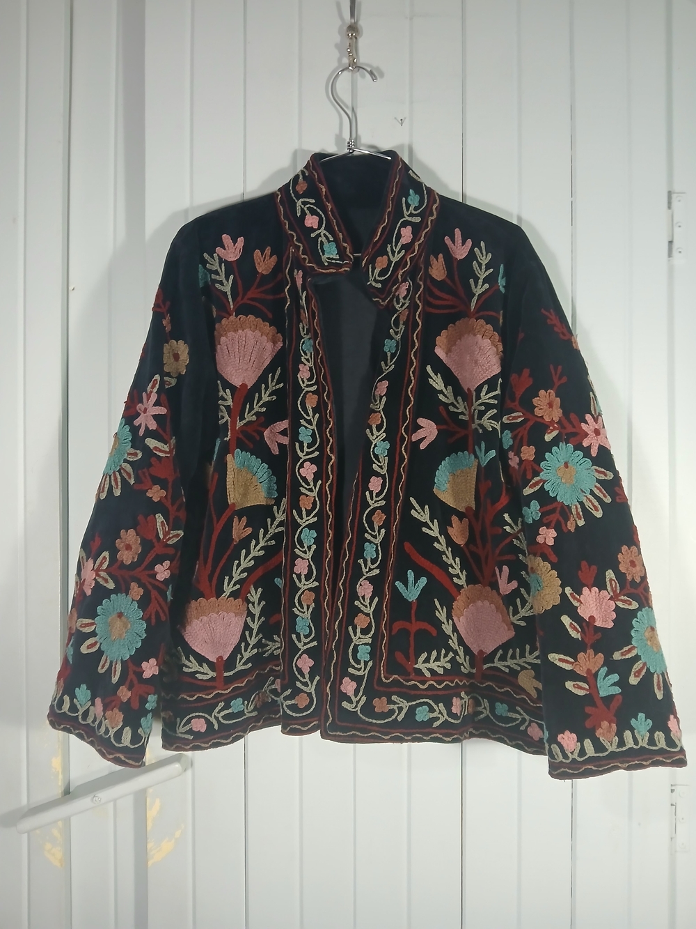 Indian Velvet Suzani Floral Embroidered Jacket